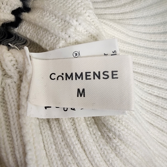 Commense Geometric Knit Sweater Vest | Black & White | Size M - Picture 7 of 8